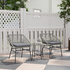 Outsunny Rattan Bistro Set, Small Balcony Furniture with Cushion, Light Grey