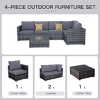 Rattan Set, 4 PC-Grey