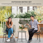 Outsunny Rattan Bistro Set, Small Balcony Furniture with Cushion, Light Grey