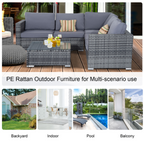 Rattan Set, 4 PC-Grey