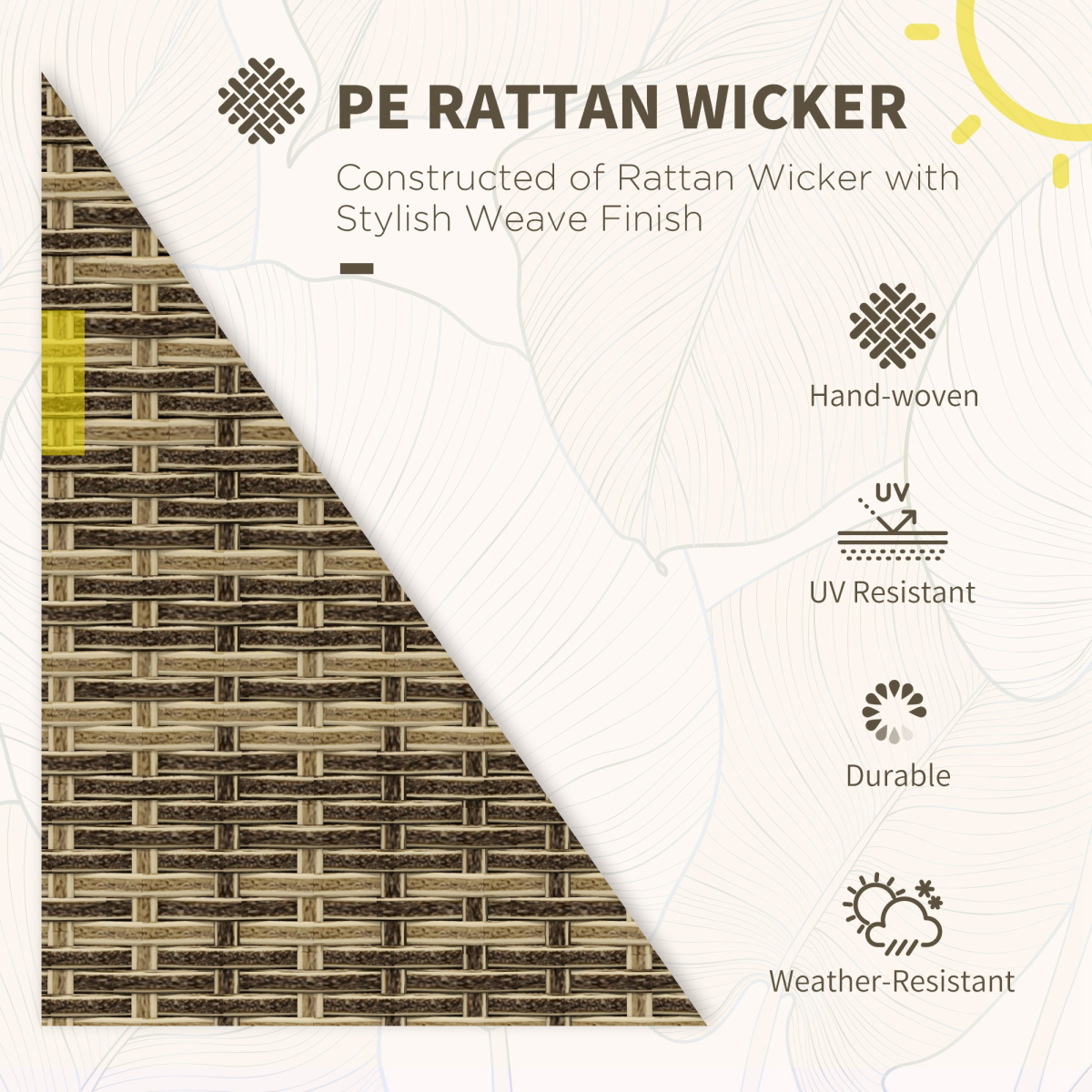 Outsunny 6 Piece Rattan Table and Chairs Set with Cushions for Outdoor Grey