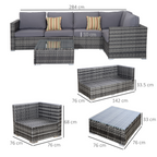Rattan Set, 4 PC-Grey