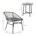Outsunny Rattan Bistro Set, Small Balcony Furniture with Cushion, Light Grey
