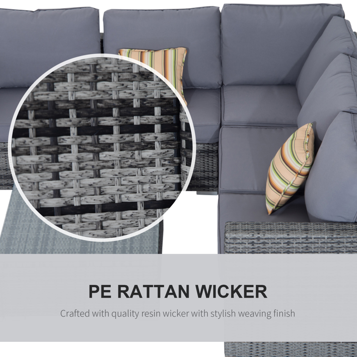 Rattan Set, 4 PC-Grey