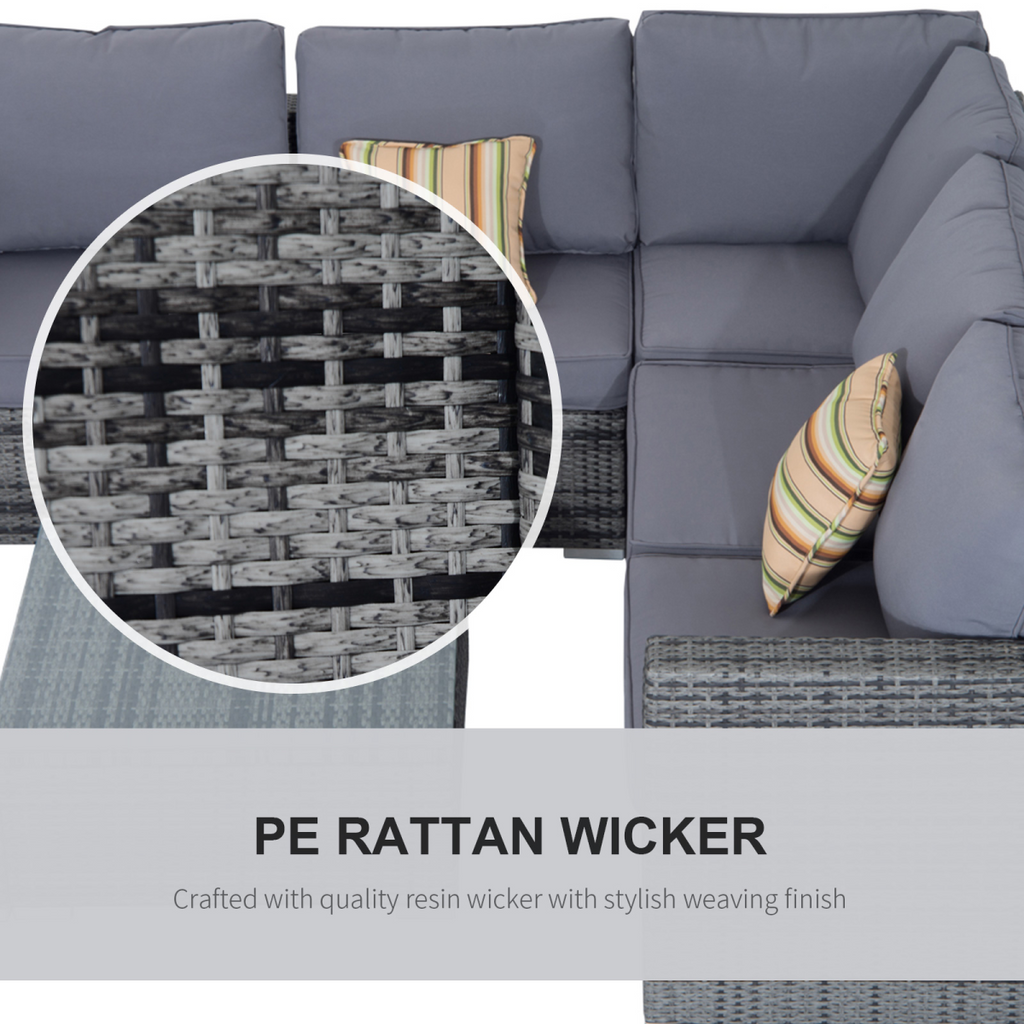 Rattan Set, 4 PC-Grey
