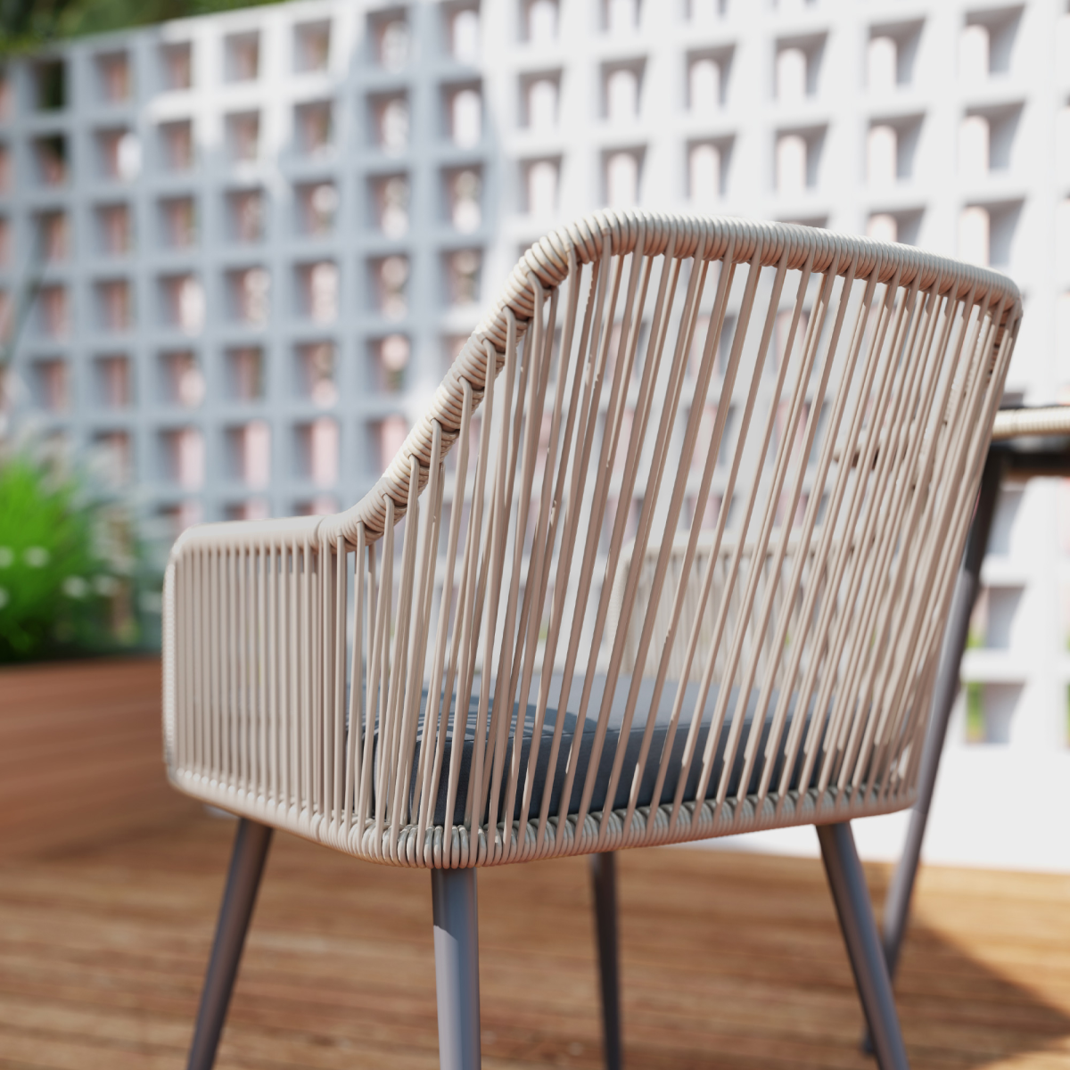 Outsunny Rattan Dining Set, 4 Seater Rattan Garden Furniture, Light Brown