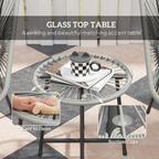 Outsunny Rattan Bistro Set, Small Balcony Furniture with Cushion, Light Grey