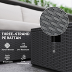 Outsunny 4 Seater Rattan Sofa Set with Footstool Thick Cushions Black Cream