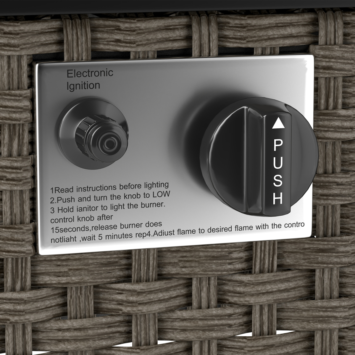 Outsunny 13 KW Rattan Gas Fire Pit Table, Propane Fire Pit for Garden, Grey