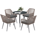 Outsunny Rattan Dining Set, 4 Seater Rattan Garden Furniture, Light Brown